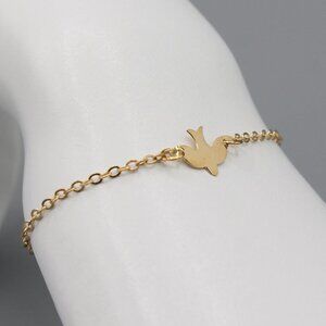 Jewelry bracelet dove bird nature yellow gold tone minimalist dainty new